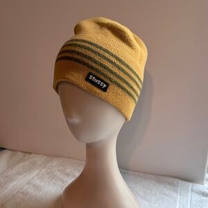 Stussy Vintage Y2K 90’s Knit Skullcap Beanie Hat Mustard Yellow Unisex One Size